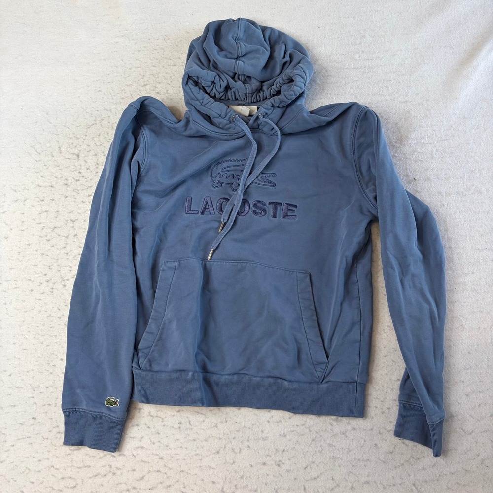 Lacoste Hoodie Mens Small Blue Embroidered Logo Pullover